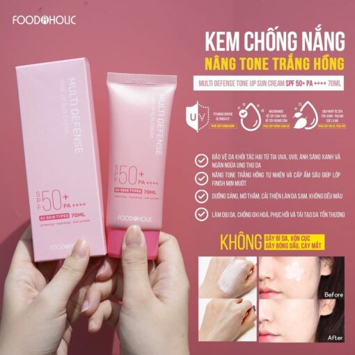 Kem Chống Nắng Nâng Tone, Chống Ánh Sáng Xanh, FOODAHOLIC Multi Sun Cream, SPF 50+/PA++++ 70ml