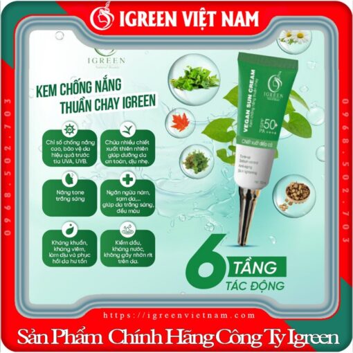 Kem Chống Nắng Thuần Chay Igreen, SPF50+