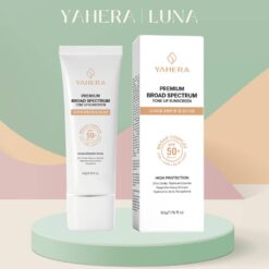 Kem chống nắng phổ rộng, nâng tone, 5 màng lọc YAHERA SPF50+ PA, Premium Sun, Cream Broad Spectrum SPF50+ PA++++ 50g