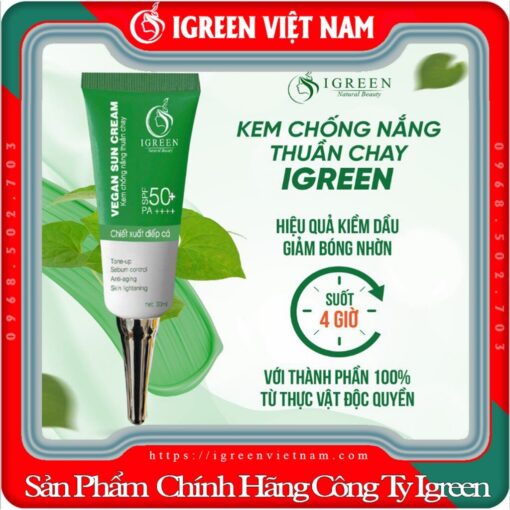 Kem Chống Nắng Thuần Chay Igreen, SPF50+