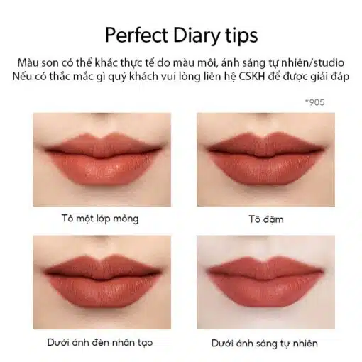 Son Kem Perfect Diary DreamMatte - Màu Lì Siêu Mịn, Lâu Trôi Cao Cấp