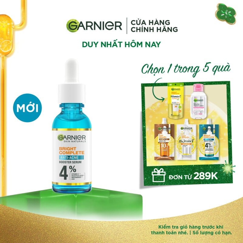 Dưỡng Chất Cho Da Dầu Mụn Garnier Bright Complete Anti-Acnes Booster Serum 4% 1 Dưỡng Chất Cho Da Dầu Mụn Garnier Bright Complete Anti-Acnes Booster Serum 4%