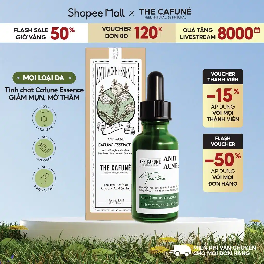 Tinh Chất Chấm Mụn Mờ Thâm Cafuné Essence - Thành Phần Serum AHA Tràm Trà Đánh Bay 7 Loại Mụn Thâm 1 Tinh Chất Chấm Mụn Mờ Thâm, Cafuné Essence, Thành Phần Serum AHA, Tràm Trà, Đánh Bay 7 Loại Mụn Thâm,
