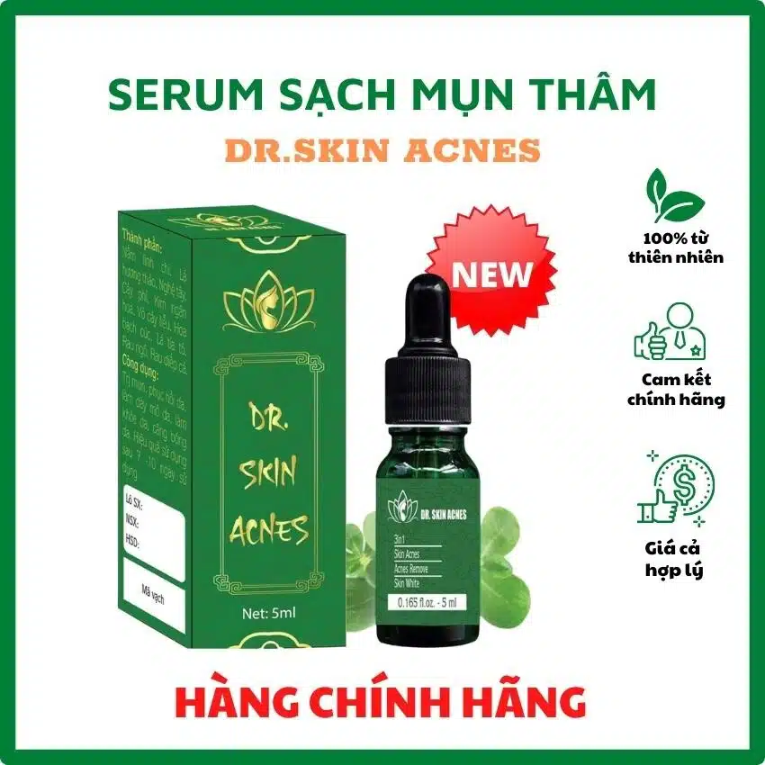 Serum mụn Dr.Skin acnes 5ml đánh bay mụn hết thâm làm mịn da hiệu quả trong 7 ngày 1 Serum mụn Dr.Skin acnes 5ml