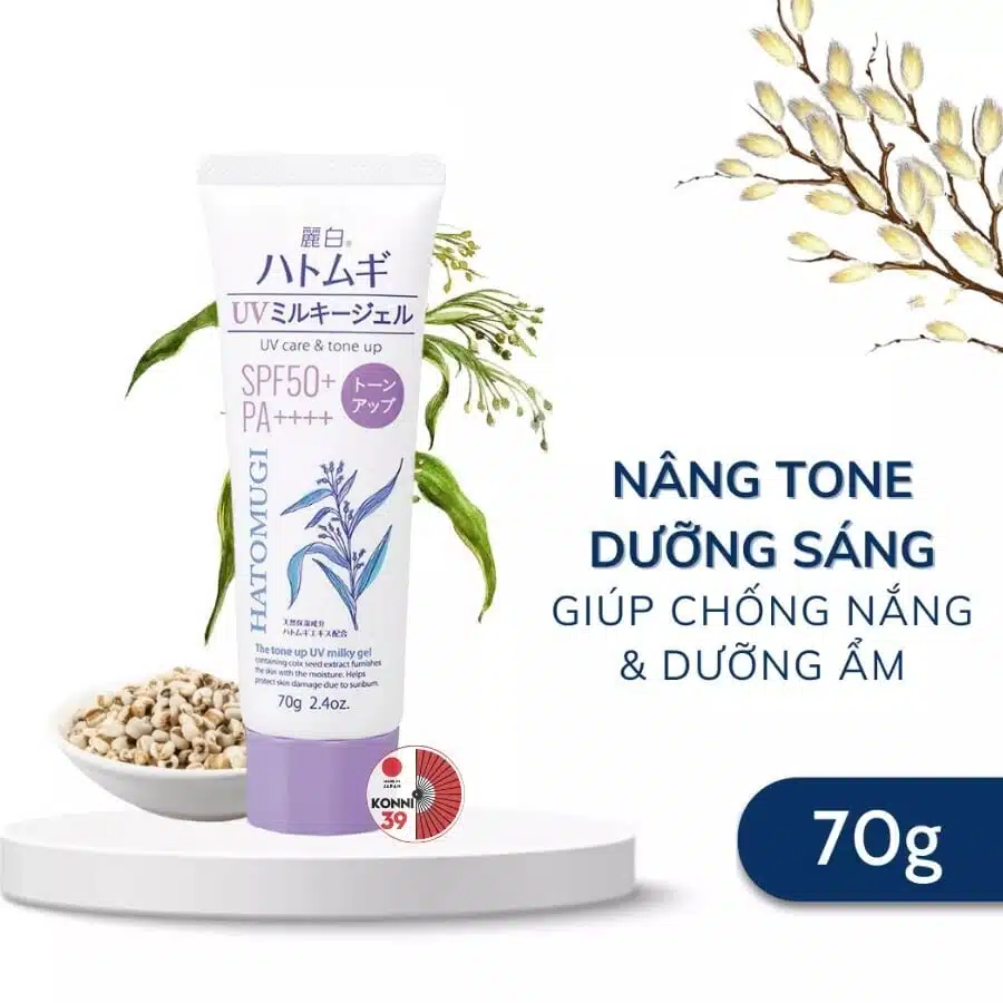Kem chống nắng Reihaku Hatomugi SPF50+ PA+nâng tone, dưỡng ẩm 2 Kem chống nắng Reihaku Hatomugi SPF50+ PA+nâng tone dưỡng ẩm