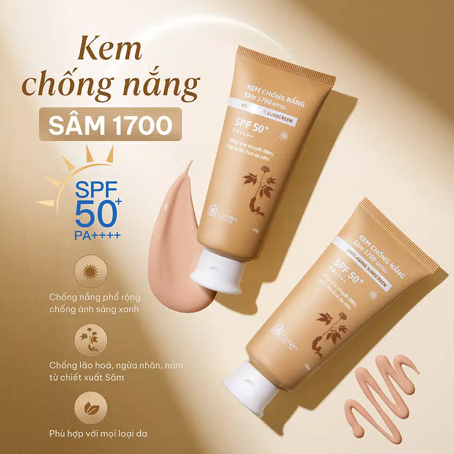 Kem Chống Nắng Cỏ Mềm Sâm1700 SPF50 PA+ 6 Kem Chống Nắng Cỏ Mềm, Sâm1700 SPF50 PA,++++