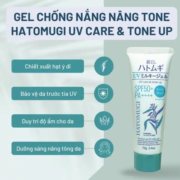 Kem chống nắng Reihaku Hatomugi SPF50+ PA+nâng tone, dưỡng ẩm 7 Kem chống nắng Reihaku Hatomugi SPF50+ PA+nâng tone dưỡng ẩm