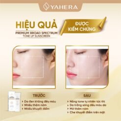 Kem chống nắng phổ rộng nâng tone 5 màng lọc YAHERA SPF50+ PA 14 Kem chống nắng phổ rộng, nâng tone, 5 màng lọc YAHERA SPF50+ PA, Premium Sun, Cream Broad Spectrum SPF50+ PA++++ 50g