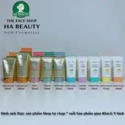 Kem chống nắng trang điểm The Face Shop -dưỡng da lâu trôi Power Long Lasting Sun Cream SPF50+ PA 12 Kem chống nắng trang điểm The Face Shop