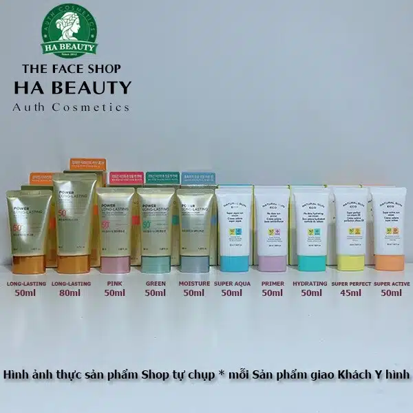 Kem chống nắng trang điểm The Face Shop -dưỡng da lâu trôi Power Long Lasting Sun Cream SPF50+ PA 4 Kem chống nắng trang điểm The Face Shop