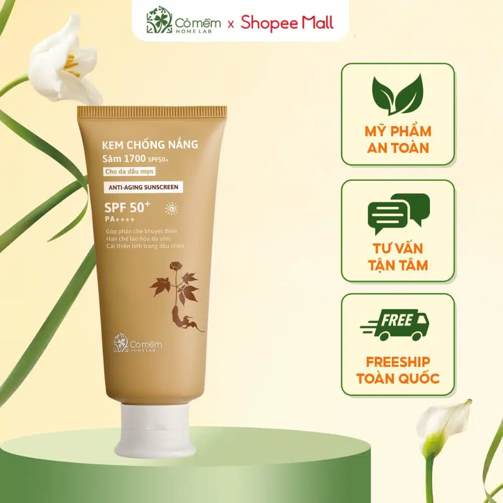 Kem Chống Nắng Cỏ Mềm Sâm1700 SPF50 PA+ 1 Kem Chống Nắng Cỏ Mềm, Sâm1700 SPF50 PA,++++