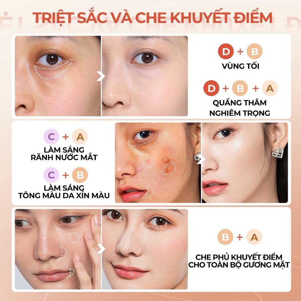 SACE LADY Kem Che Khuyết Điểm Chống Thấm Nước 5.6g - Hiệu Chỉnh Màu Da Hoàn Hảo 6 SACE LADY, Kem Che Khuyết Điểm Chống Thấm Nước