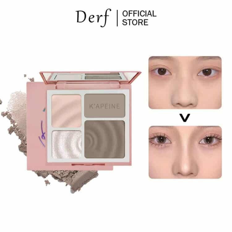 Bảng phấn trang điểm mắt tạo khối DERF - 4 màu sắc lì kết hợp 3D lâu trôi chống thấm nước 1 Bảng phấn trang điểm mắt tạo khối DERF