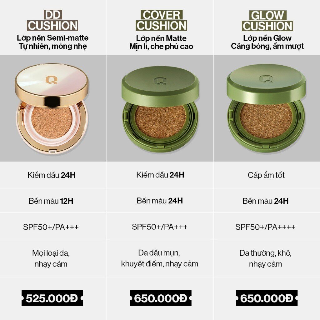 Siêu Phấn Nước Che Phủ GLAMRR Q Vegan Super Cover 9 Phấn nước BB Cushion SACE LADY