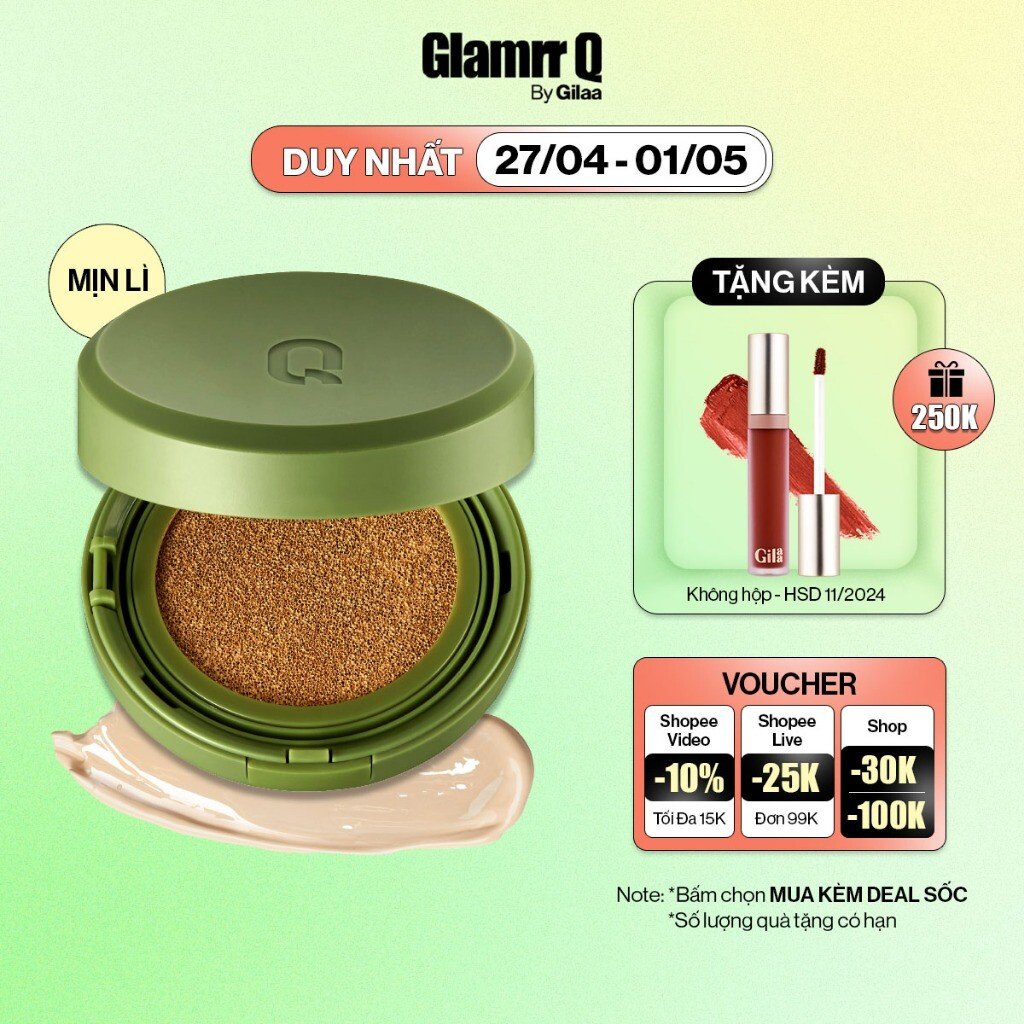 Siêu Phấn Nước Che Phủ GLAMRR Q Vegan Super Cover 1 Siêu Phấn Nước Che Phủ GLAMRR Q Vegan Super Cover