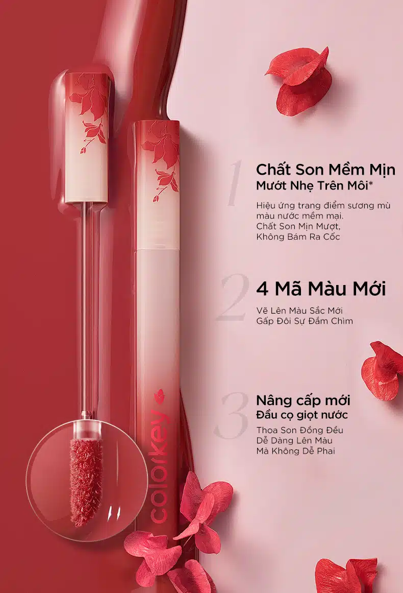 Son COLORKEY Watery Matte Lip Tint 1.8g - Chút Hơi Nước Ẩm, Không Lem Không Dính 23 Son COLORKEY Watery Matte Lip Tint 1.8g - Chút Hơi Nước Ẩm, Không Lem Không Dính