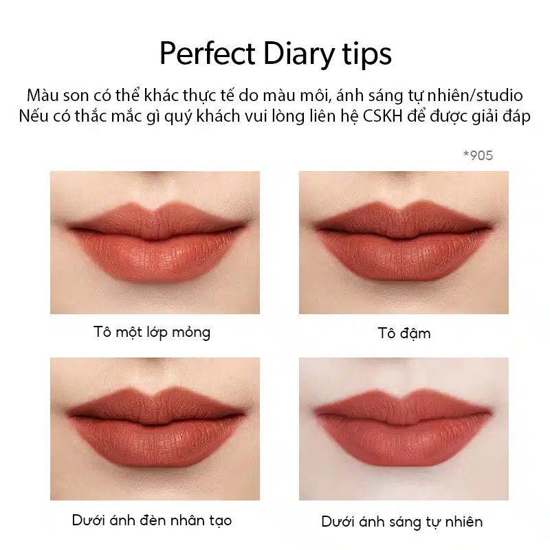 Son Kem Perfect Diary DreamMatte - Màu Lì Siêu Mịn, Lâu Trôi Cao Cấp 2 Son Kem Perfect Diary DreamMatte - Màu Lì Siêu Mịn, Lâu Trôi Cao Cấp