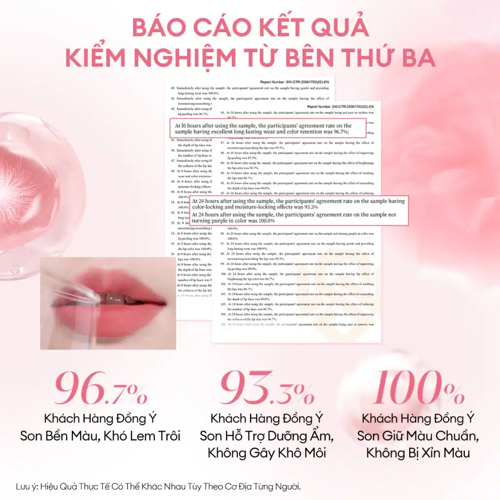 Son COLORKEY Watery Tint Lì Mịn Nhẹ Môi, Không Dính Cốc, Lâu Trôi 2.5g 3 Son COLORKEY Watery Tint