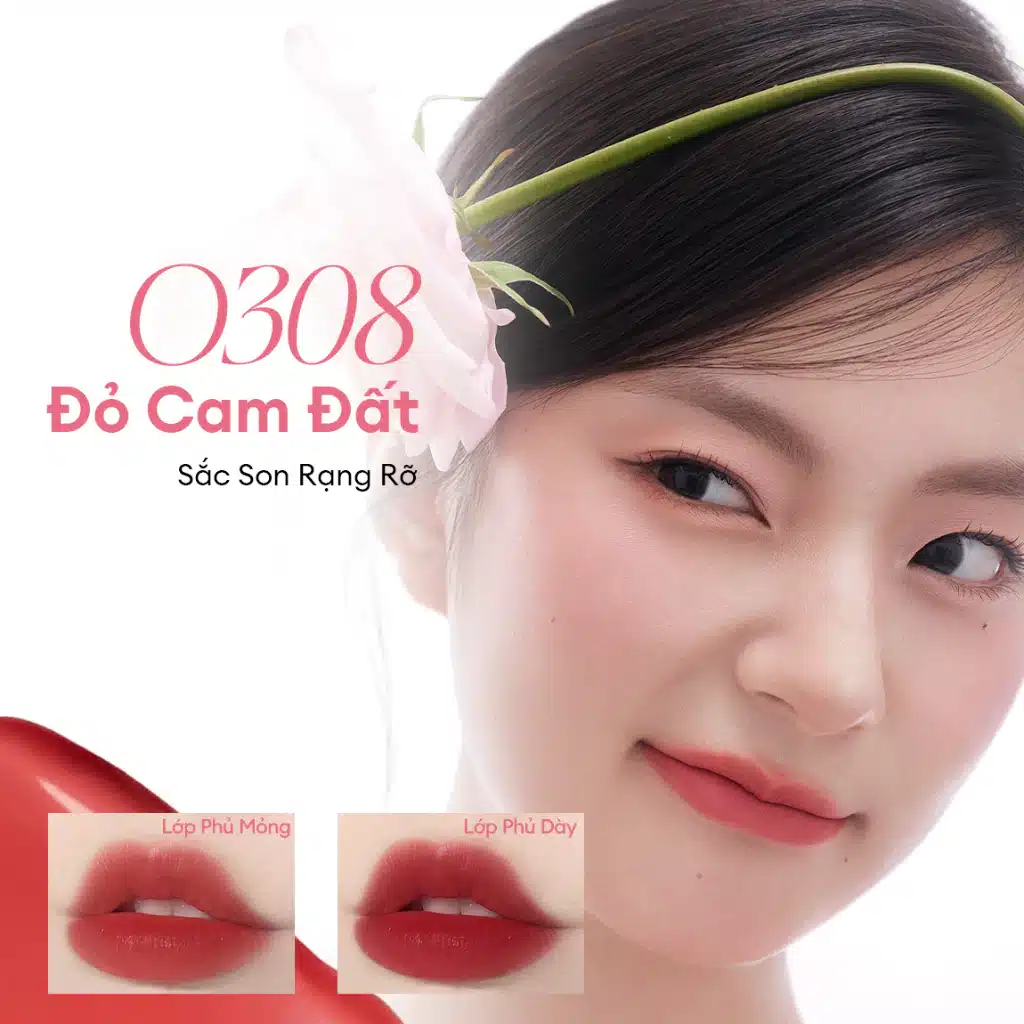 Son COLORKEY Watery Tint Lì Mịn Nhẹ Môi, Không Dính Cốc, Lâu Trôi 2.5g 7 Son COLORKEY Watery Tint