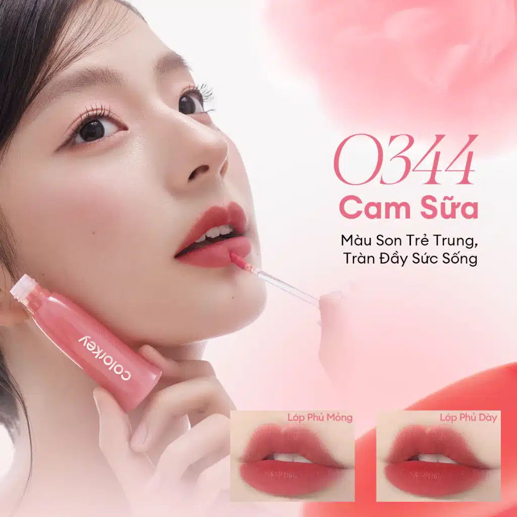 Son COLORKEY Watery Tint Lì Mịn Nhẹ Môi, Không Dính Cốc, Lâu Trôi 2.5g 8 Son COLORKEY Watery Tint